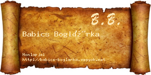 Babics Boglárka névjegykártya